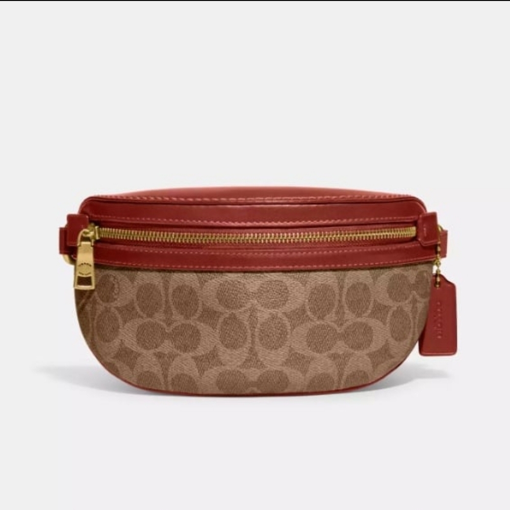 Coach Tan Signature Canvas Belt Bag